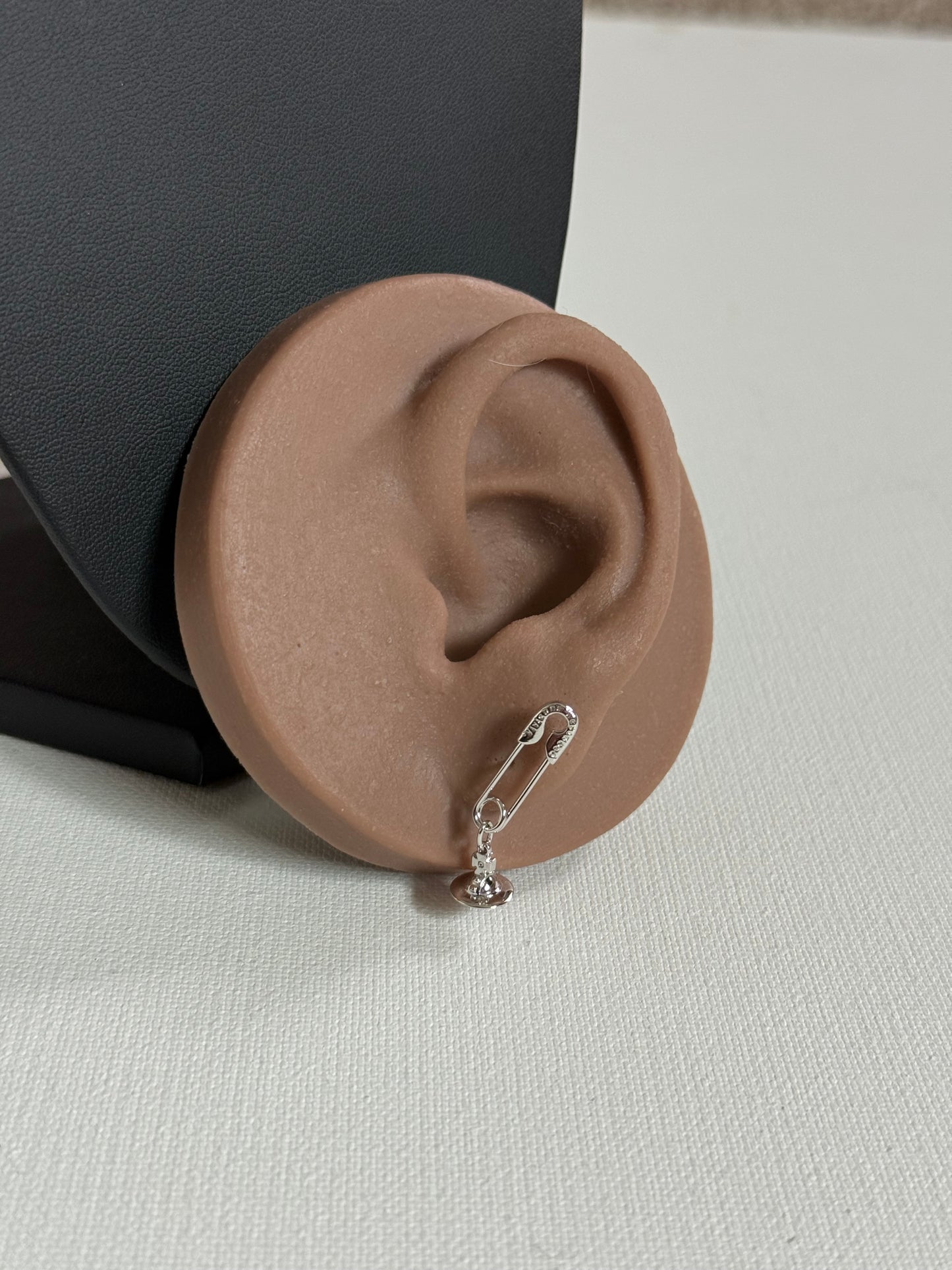 VW Safety Pin 925 Silver Orb Earrings Pre-owned